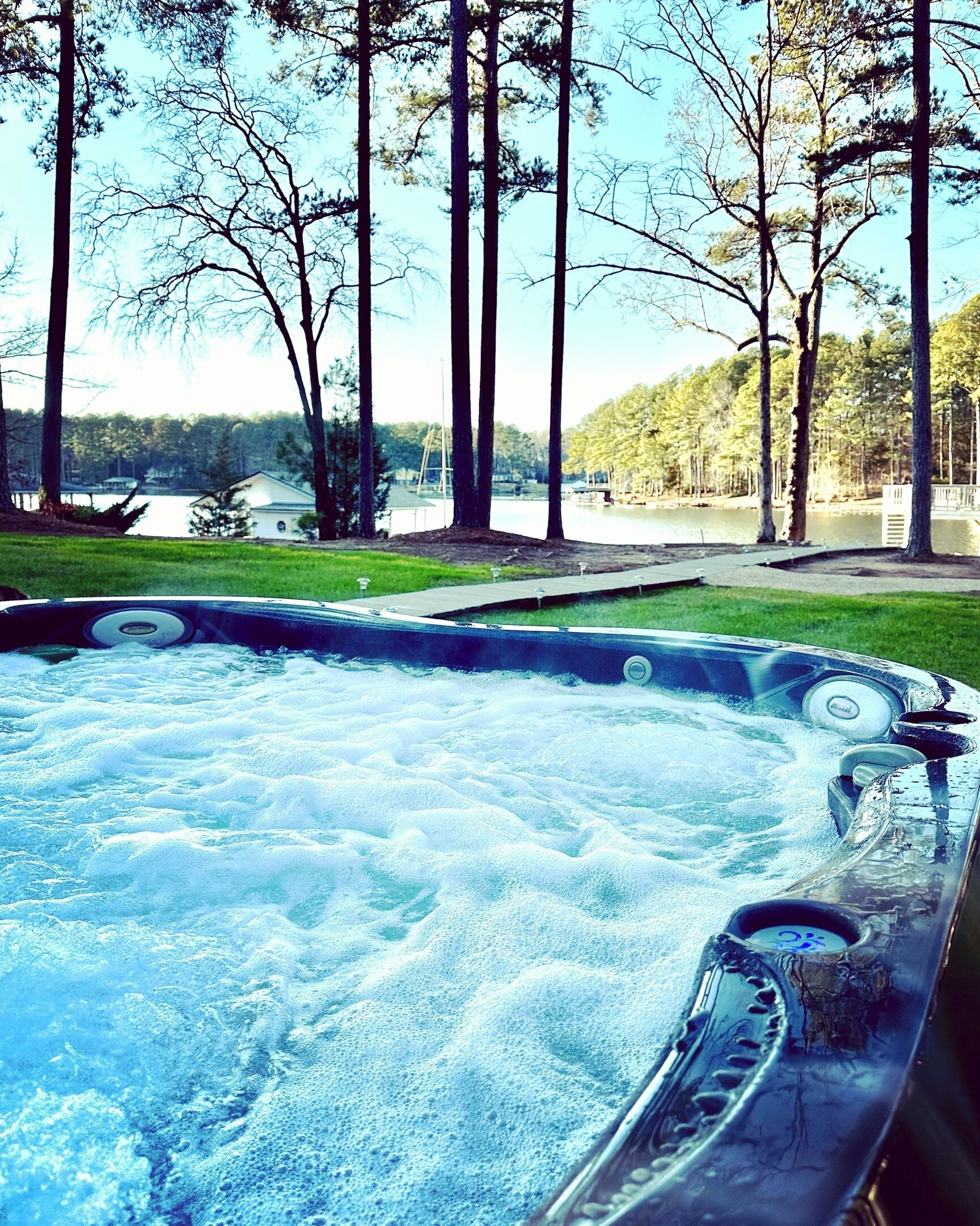 Lake views from the hot tub