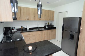 Deluxe Apartment | Private kitchen | Fridge, microwave, oven, stovetop - Diamond Apartment (Santiago de los Caballeros)