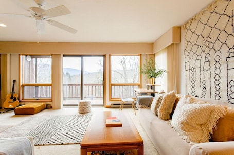Smart TV, fireplace, books, stereo. A cozy place to recharge in the Catskills Mountains Summer Paradise