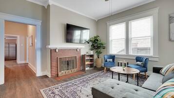 Smart TV, fireplace, foosball, table tennis