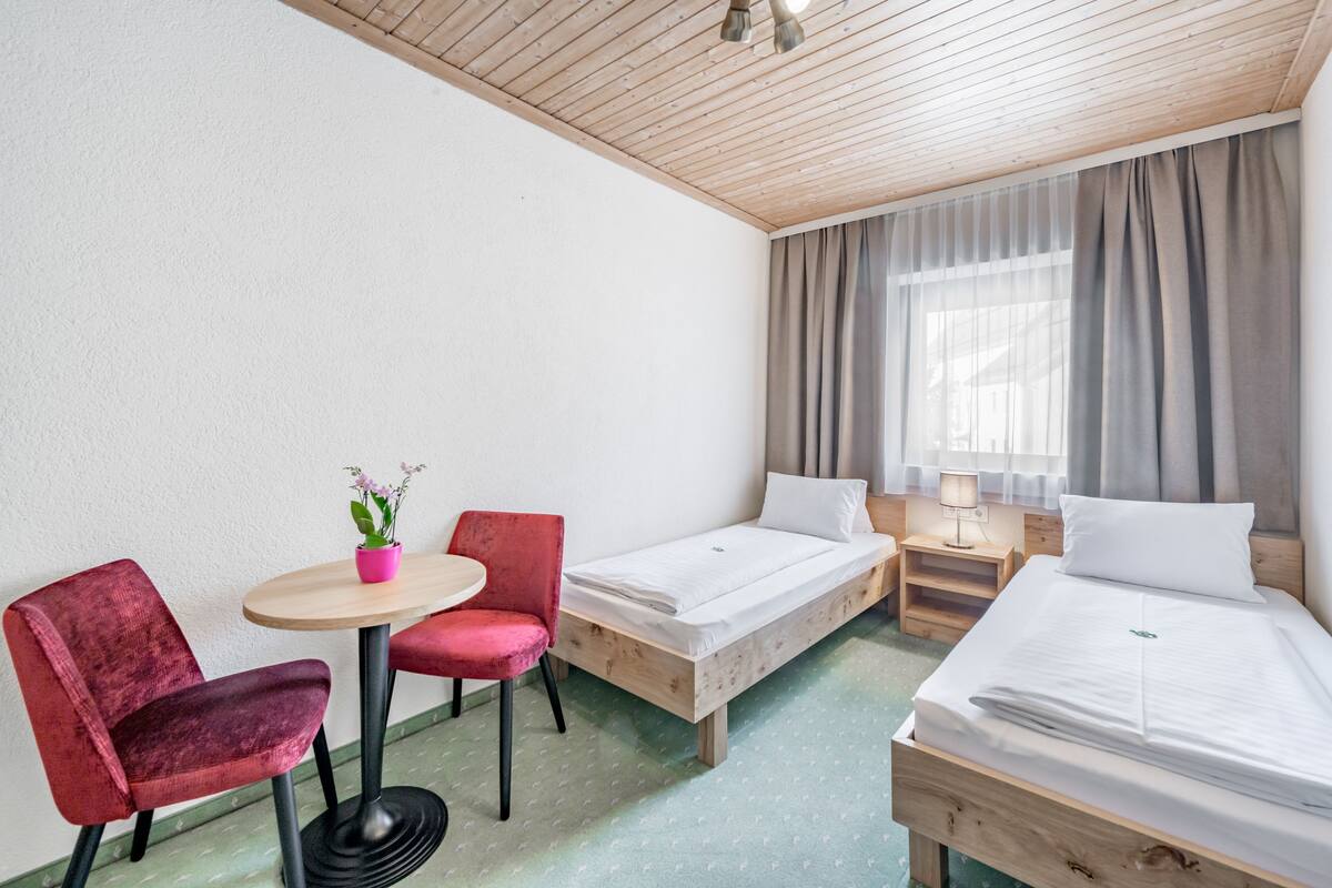 Double or Twin Room | Peralatan tempat tidur hipoalergenik, peti besi dalam bilik 