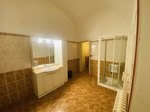 Shower, soap, toilet paper