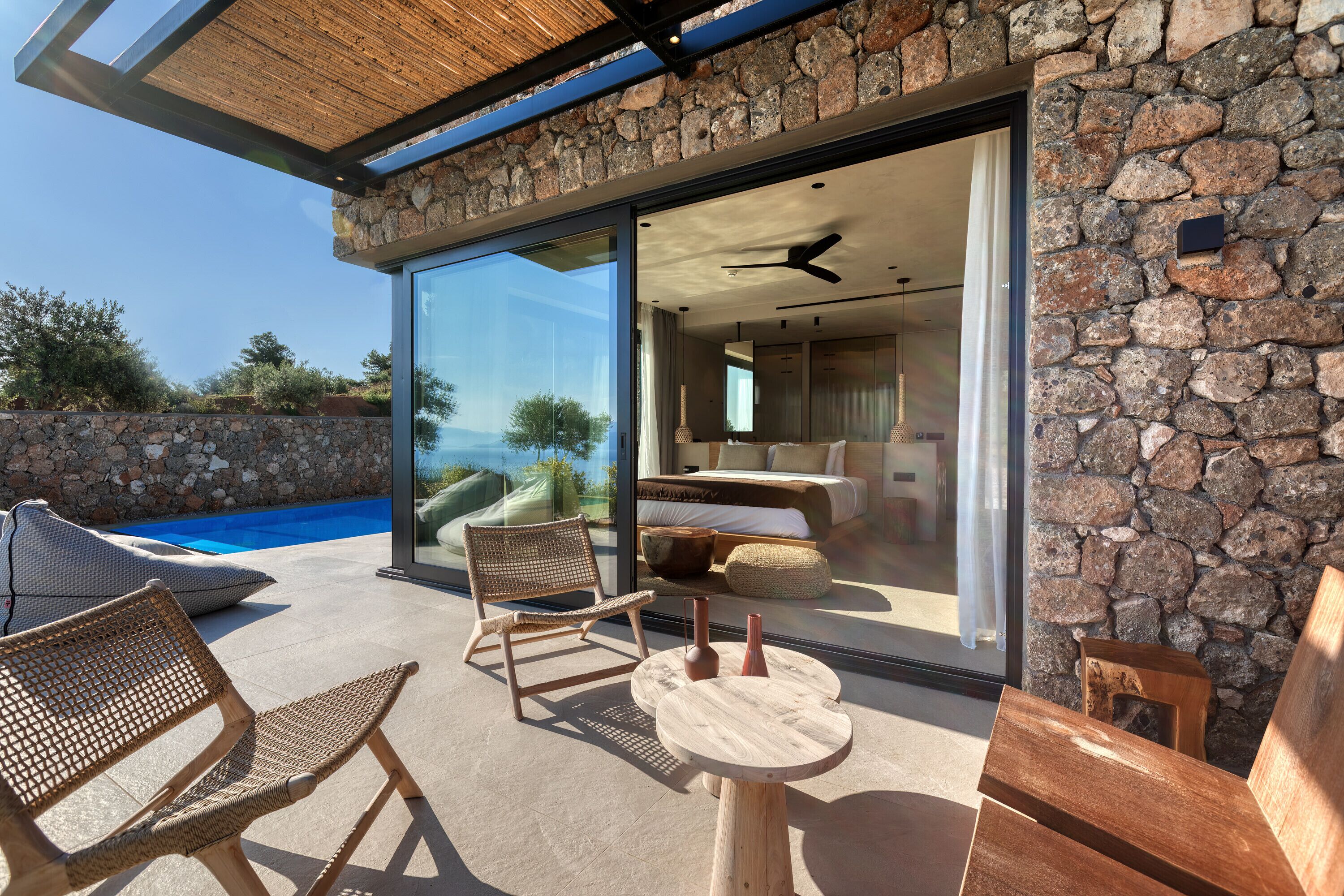 43-inch flat-screen TV with satellite channels, TV