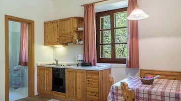 Fridge, oven, stovetop, coffee/tea maker