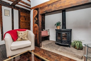 Una televisión, una chimenea