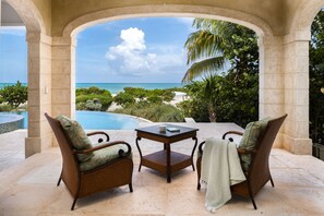 Terrace/patio - LUXURY BEACHFRONT Villa on EXQUISITE BEACH, crystal WATER. IN SANDCASTLE ESTATES (Sandy Point)