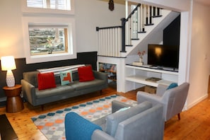 Smart TV, foosball, books