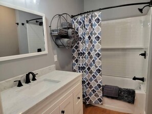 Hair dryer, towels