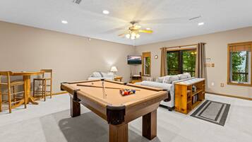 Télévision, cheminée, lecteur de DVD