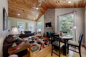 Fernseher, Kamin, DVD-Player