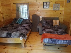 1 bedroom, bed sheets - Cannabis Creek Cabin (with extras) (Luther)