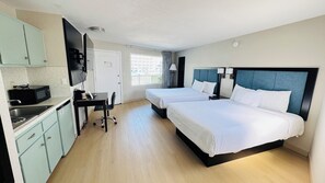 Basic Single Room, 2 Queen Beds, Kitchenette | Free WiFi, bed sheets - Bel Air Motel (Wildwood Crest)