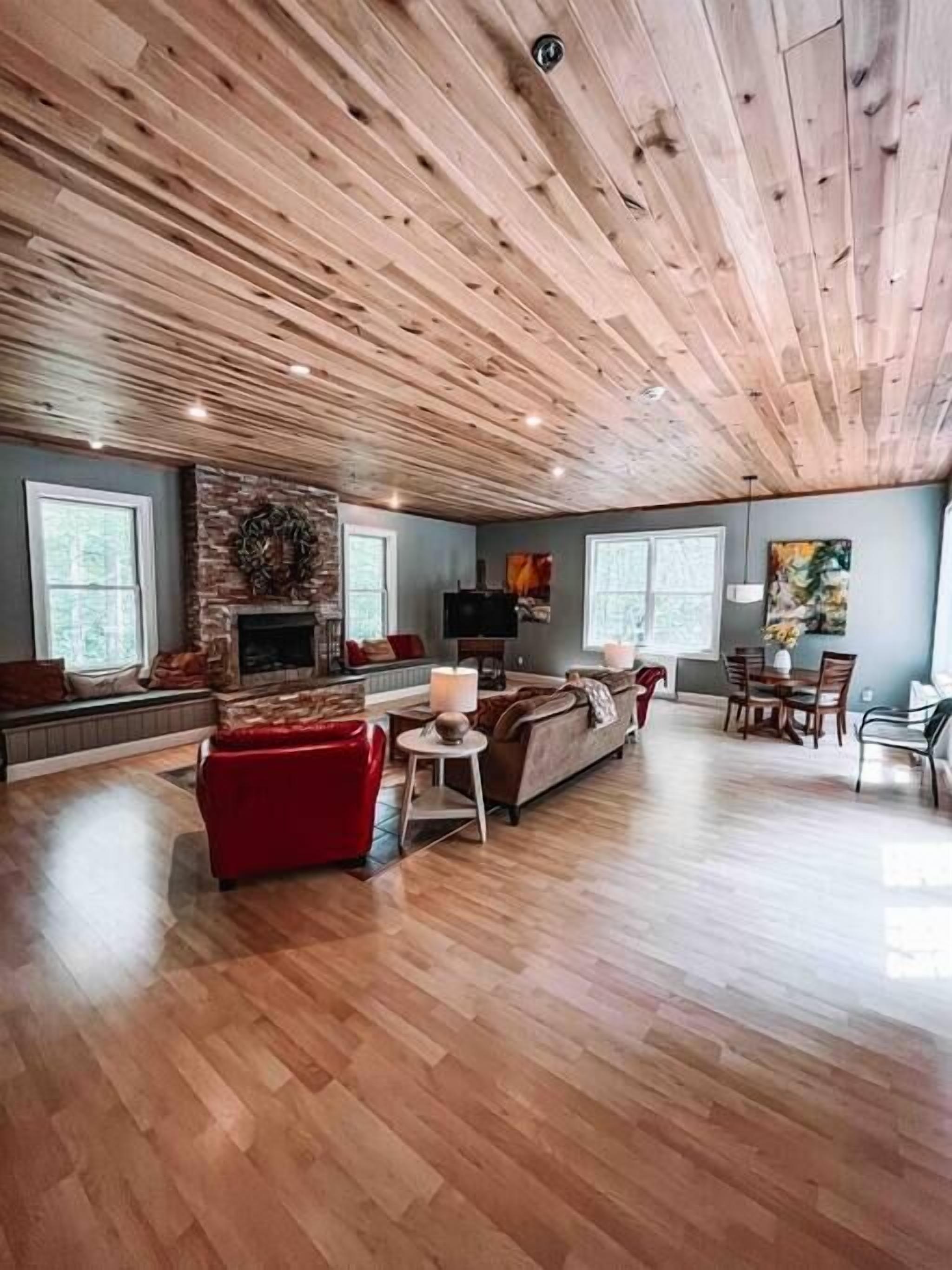 Télévision, cheminée, espaces bureaux