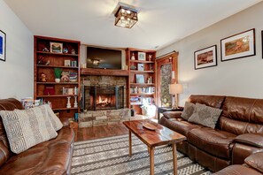 Smart TV, fireplace, video games, foosball