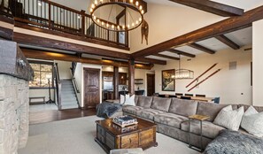 Televisión, chimenea, reproductor de DVD y libros 