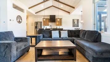 Smart TV, fireplace, foosball, stereo