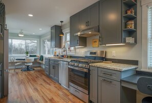 Fridge, microwave, oven, stovetop - JB's Place - custom home with 2 kitchens (Brevard)