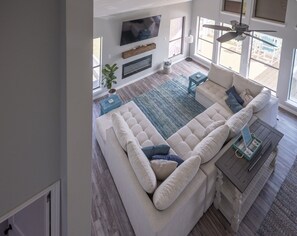 Smart TV, fireplace, video games, books