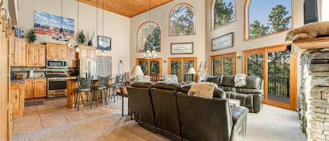 Televisión, chimenea, consola de videojuegos