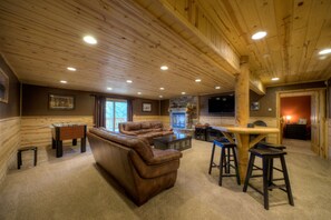 TV, fireplace, foosball - Custom log lodge with private hot tub, gorgeous decks, game room & fireplaces (Lead)