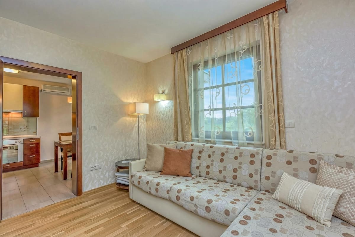 Family Apartment, Multiple Bedrooms, Mountainside (Pool Villa Silva Marija - App 102) | Living area | 21-inch flat-screen TV with digital channels, TV, stereo