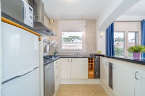 Frigorífico, microondas, horno y lavavajillas