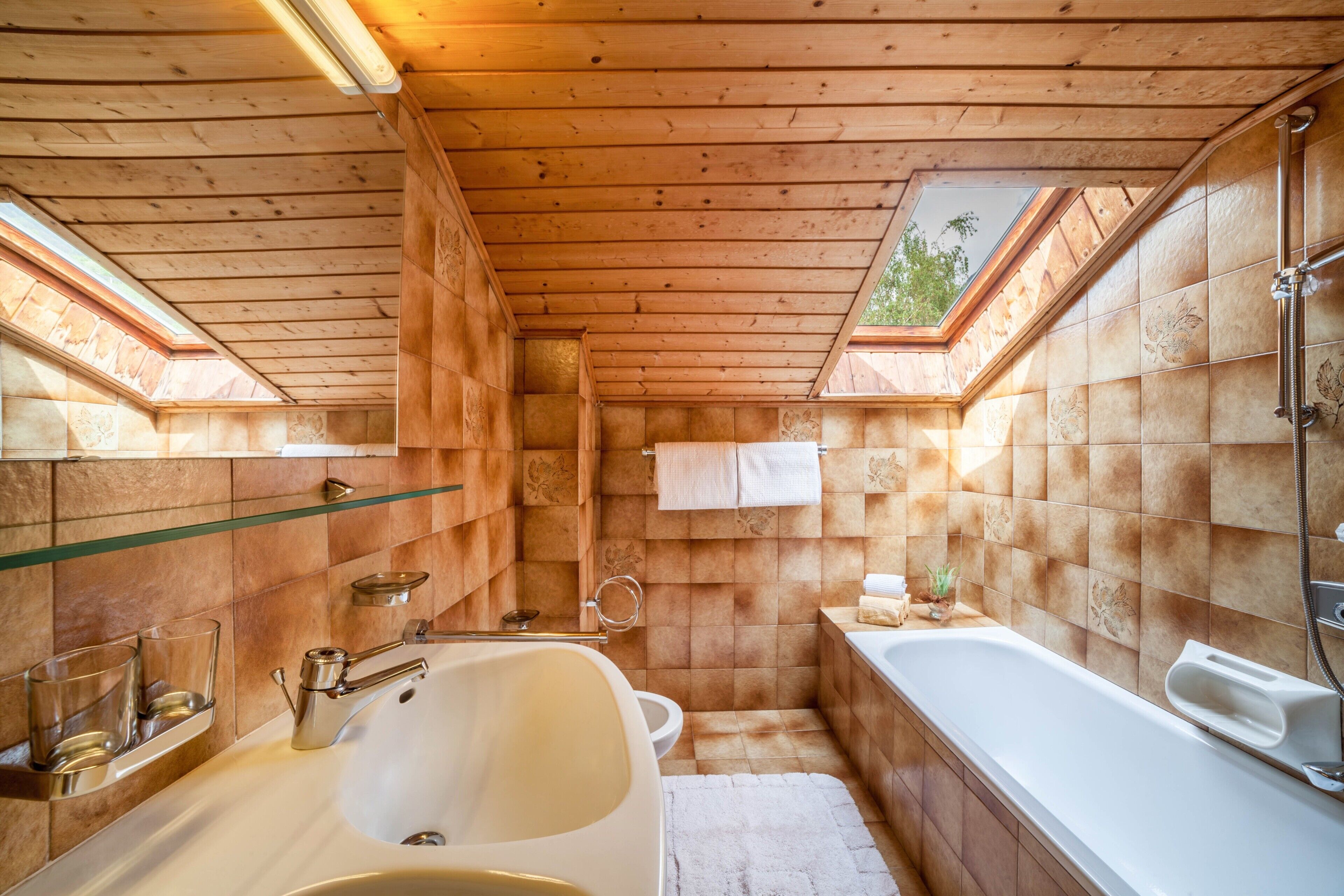 Baignoire, articles de toilette gratuits, serviettes fournies
