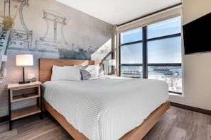 In-room safe, desk, laptop workspace, blackout curtains