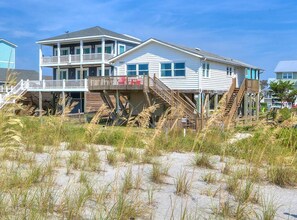 Exterior - The Wave It Is: Oceanfront 4BR home in Oak Island, perfect for up to 14 guests! (Oak Island)