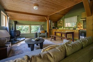 Smart TV, fireplace, stereo