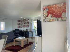 TV, DVD player, books