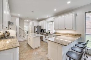Fridge, microwave, oven, stovetop - Creekside Charm w/ Pool, Backyard Oasis, Patio (Plano)