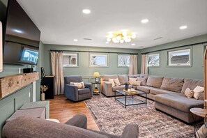 TV, fireplace, video games, books