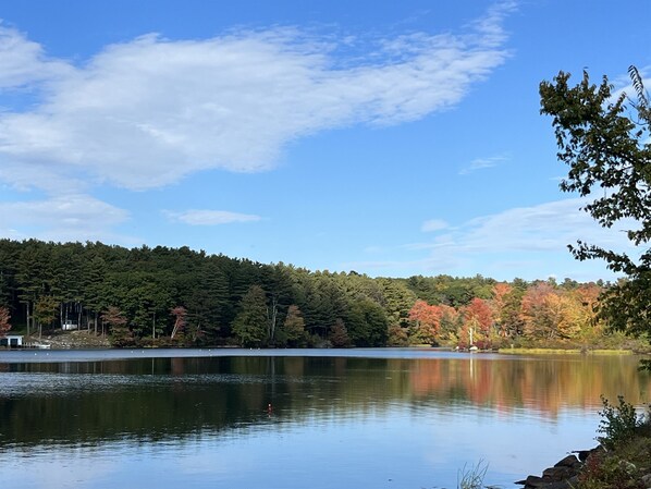 A calm lake with a forested shoreline and a clear sky. - 20 Mile Bay - Tuftonboro - Lake View Pet friendly $50 Fee - Limit 1 (Mirror Lake)