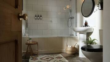 Bathtub, hair dryer