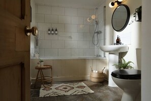 Bathtub, hair dryer