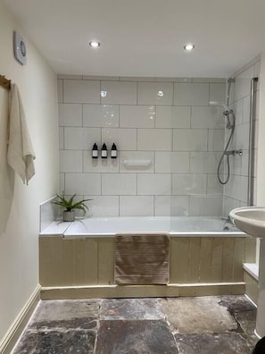 Bathtub, hair dryer
