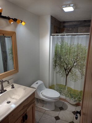 Shower, bidet, towels, soap - Very quiet ground floor basement apartment in the country, big outdoor space,!!! (THAYNE, WY)