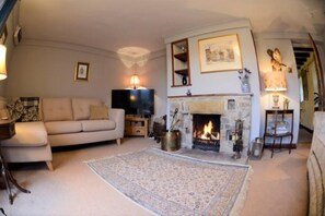 Cottage, Multiple Beds | Living room | 30-inch TV with cable channels, fireplace - Cosy & Spacious Cottage in Scenic Village With Pub (Ashbourne)