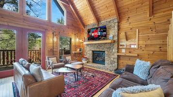 Smart TV, chimenea, videojuegos y reproductor de DVD