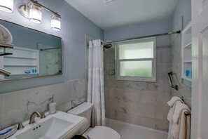 Hair dryer, towels