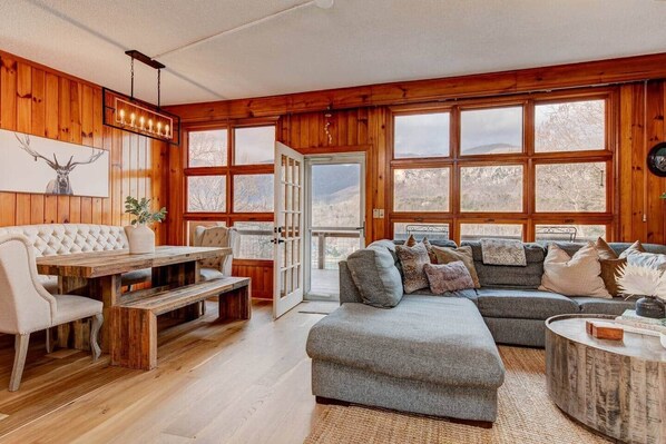 تلفزيون ذكي، مدفأة، كُتُب، مكتبة فيديو