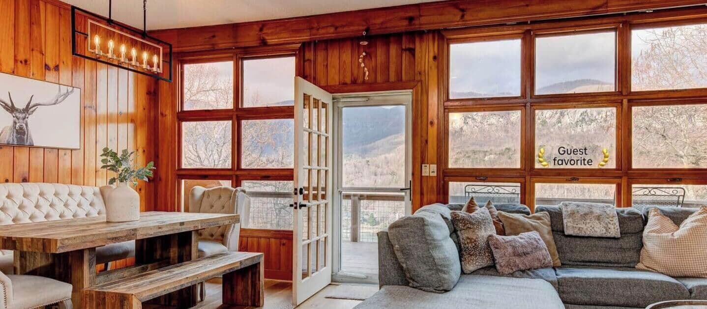 Smart TV, fireplace, books, video library