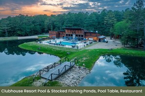Relax by the pool or try your hand at fishing from the dock.