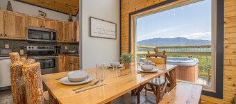 Modern Cabin With Unbelievable View and Great Location with large hot tub!!