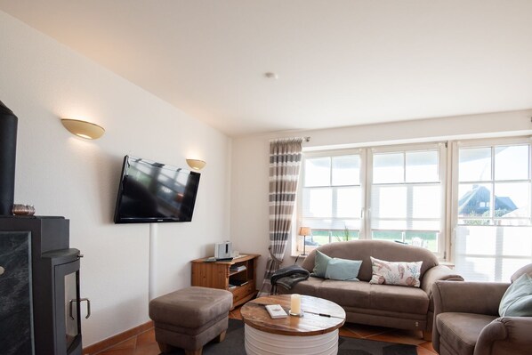 TV, fireplace