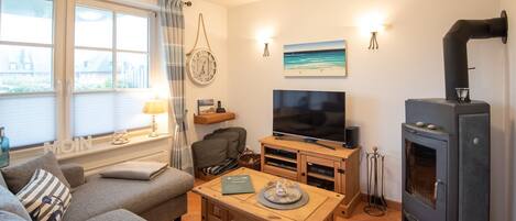 テレビ、暖炉、DVD プレーヤー、ステレオ