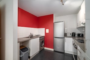 Basic Apartment, 1 Queen Bed | Private kitchen | Fridge, oven, stovetop, electric kettle