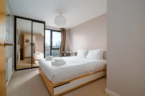 Basic Apartment, 1 Queen Bed | 1 bedroom, desk, laptop workspace, iron/ironing board