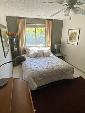 1 slaapkamer, een strijkplank/strijkijzer, wifi, beddengoed